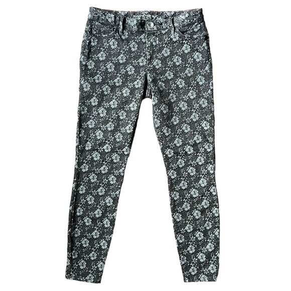 Banana Republuc Womens Black Floral Skinny Jeans Size 27 Stretch Jacquard Pants - Picture 1 of 16